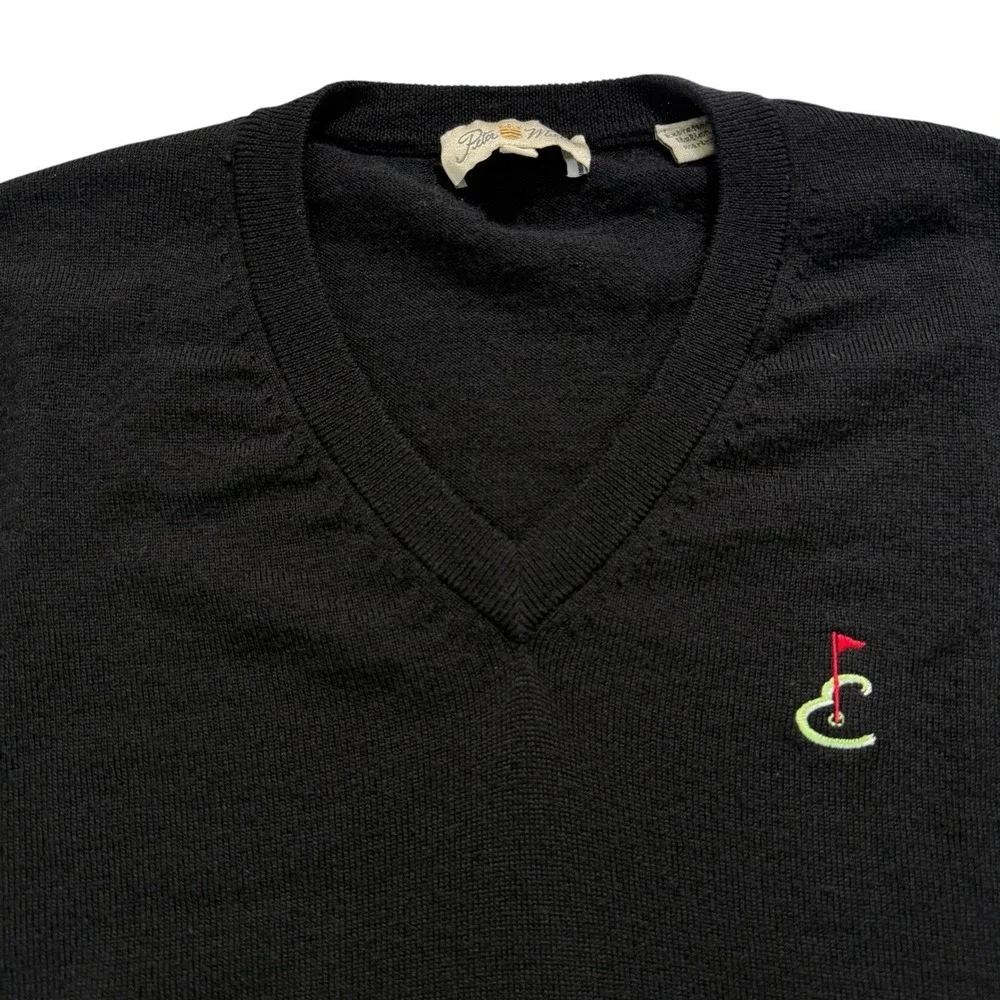 Peter Millar Mens Golf Sweater  XL V-Neck 100% Italian Merino‎ Wool Quiet Luxury